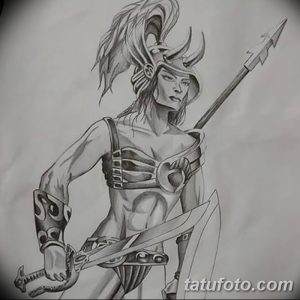 фото эскиз тату амазонка от 01.05.2018 №037 - sketch of a tattoo amazon - tatufoto.com