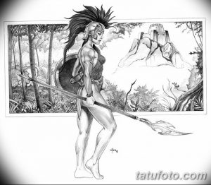 фото эскиз тату амазонка от 01.05.2018 №070 - sketch of a tattoo amazon - tatufoto.com