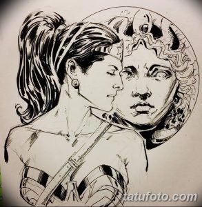 фото эскиз тату амазонка от 01.05.2018 №091 - sketch of a tattoo amazon - tatufoto.com