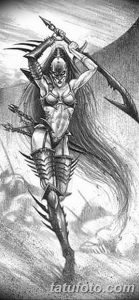Dynamic black and white sketch of Xena, the Warrior Princess, throwing her chakram. Energetic lines and dramatic composition.