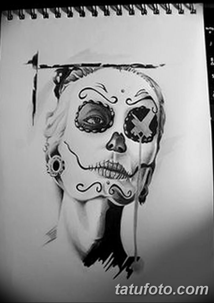 фото Эскиз тату Санта Муэрто от 03.06.2018 №012 - Sketch of Santa Muerto - tatufoto.com