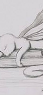 фото тату Кошка с крыльями от 26.06.2018 №050 — Cat tattoo with wings — tatufoto.com