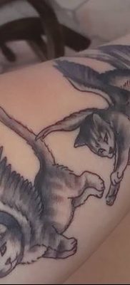 фото тату Кошка с крыльями от 26.06.2018 №063 — Cat tattoo with wings — tatufoto.com