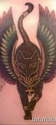 фото тату Кошка с крыльями от 26.06.2018 №070 — Cat tattoo with wings — tatufoto.com