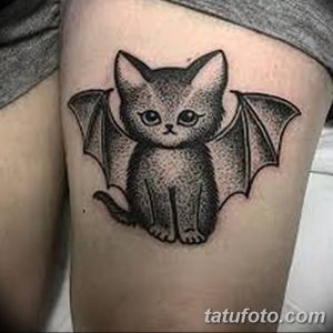 фото тату Кошка с крыльями от 26.06.2018 №082 - Cat tattoo with wings - tatufoto.com