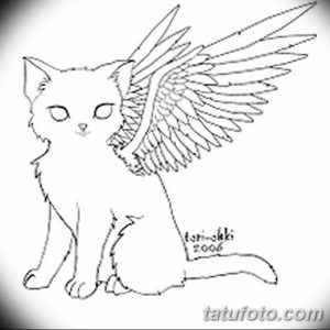 фото тату Кошка с крыльями от 26.06.2018 №083 - Cat tattoo with wings - tatufoto.com