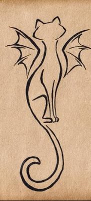 фото тату Кошка с крыльями от 26.06.2018 №089 — Cat tattoo with wings — tatufoto.com