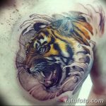 фото татуировка оскал тигра от 01.06.2018 №014 - tiger tattoo - tatufoto.com