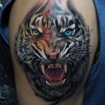 фото татуировка оскал тигра от 01.06.2018 №041 - tiger tattoo - tatufoto.com