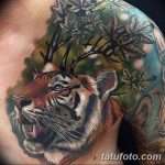 фото татуировка оскал тигра от 01.06.2018 №042 - tiger tattoo - tatufoto.com