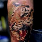 фото татуировка оскал тигра от 01.06.2018 №044 - tiger tattoo - tatufoto.com