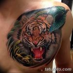 фото татуировка оскал тигра от 01.06.2018 №069 - tiger tattoo - tatufoto.com