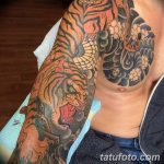 фото татуировка оскал тигра от 01.06.2018 №074 - tiger tattoo - tatufoto.com