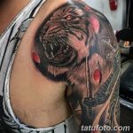 фото татуировка оскал тигра от 01.06.2018 №092 - tiger tattoo - tatufoto.com
