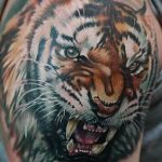 фото татуировка оскал тигра от 01.06.2018 №096 - tiger tattoo - tatufoto.com