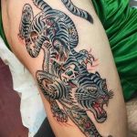 фото татуировка оскал тигра от 01.06.2018 №108 - tiger tattoo - tatufoto.com