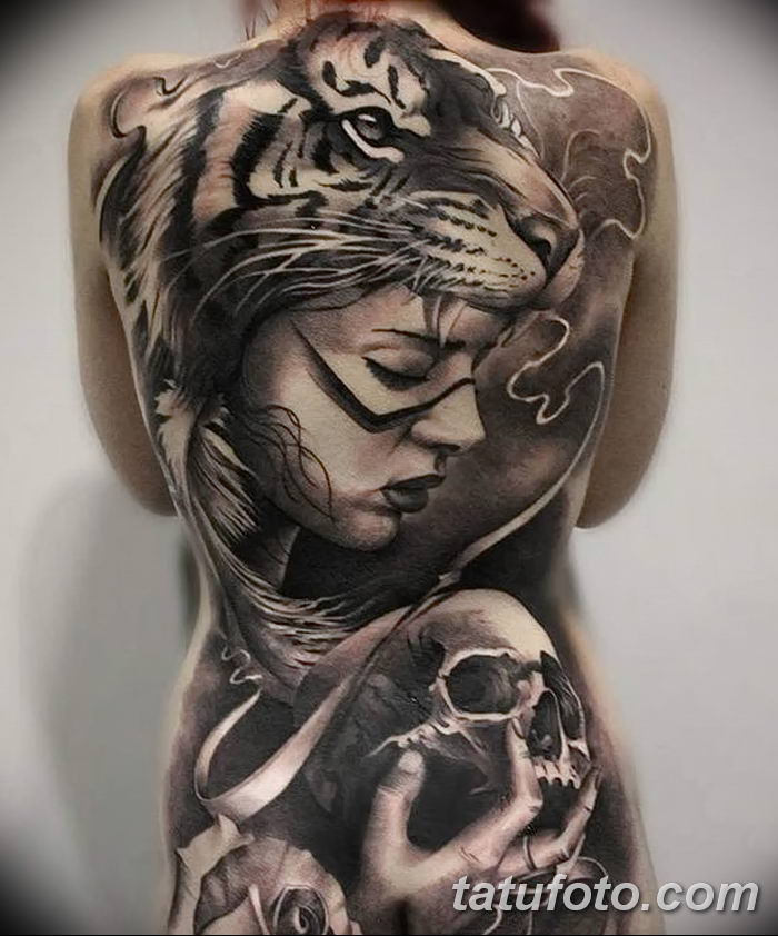 Крутой тигр тату для девушки