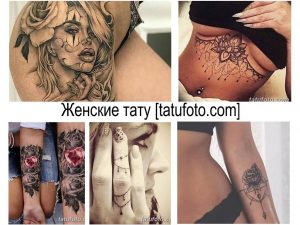 Фото женской татуировки на плече с изображением лица девушки и цветочных элементов. Стиль - графика, преобладают черные и серые оттенки.