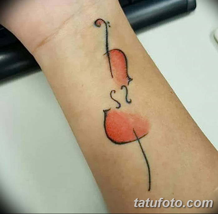 Фото тату виолончель от 04.08.2018 №114 - tattoo cello - tatufoto.com