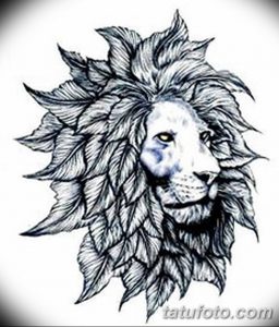 Эскиз татуировки льва в стиле line art. Черно-белый рисунок с использованием тонких линий. Оригинальный и стильный дизайн для тату.