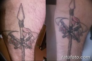 Фото тату копье 22.08.2018 №047 - spear tattoo - tatufoto.com
