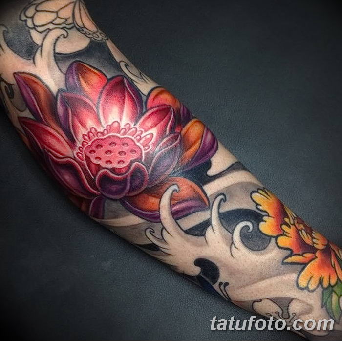 Фото тату лотос для девушки от 07.08.2018 №014 — lotus tattoo for girl — tatufoto.com
