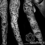 Black And Grey Religious Sleeve Tattoos Sleeve Tattoos Black And