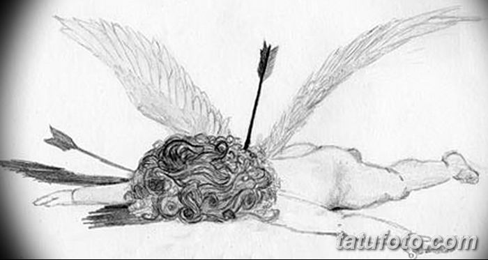 Фото Эскиз тату купидон от 11.09.2018 №115 - Sketch of tattoo cupid - tatufoto.com