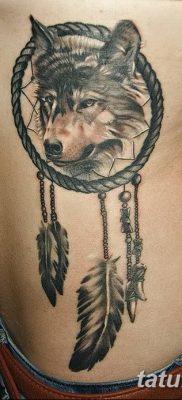 Фото тату волк и перо от 21.09.2018 №004 — tattoo wolf and feather — tatufoto.com