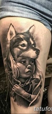 Фото тату волк и перо от 21.09.2018 №017 — tattoo wolf and feather — tatufoto.com