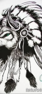 Фото тату волк и перо от 21.09.2018 №022 — tattoo wolf and feather — tatufoto.com