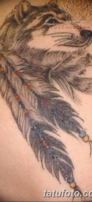 Фото тату волк и перо от 21.09.2018 №023 — tattoo wolf and feather — tatufoto.com