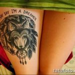 Фото тату волк и перо от 21.09.2018 №029 - tattoo wolf and feather - tatufoto.com