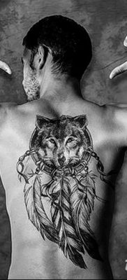 Фото тату волк и перо от 21.09.2018 №035 — tattoo wolf and feather — tatufoto.com