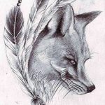Фото тату волк и перо от 21.09.2018 №052 - tattoo wolf and feather - tatufoto.com