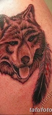 Фото тату волк и перо от 21.09.2018 №065 — tattoo wolf and feather — tatufoto.com