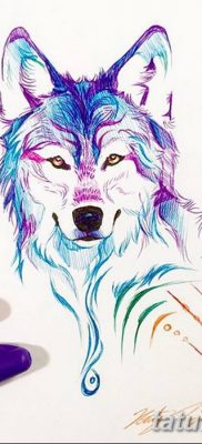 Фото тату волк и перо от 21.09.2018 №075 — tattoo wolf and feather — tatufoto.com