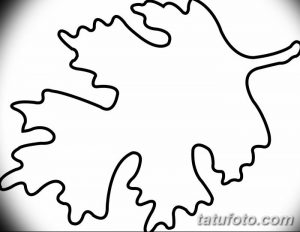 Черно-белый эскиз татуировки с изображением дубового листа с волнистыми краями. Изящный рисунок для женского тату.
