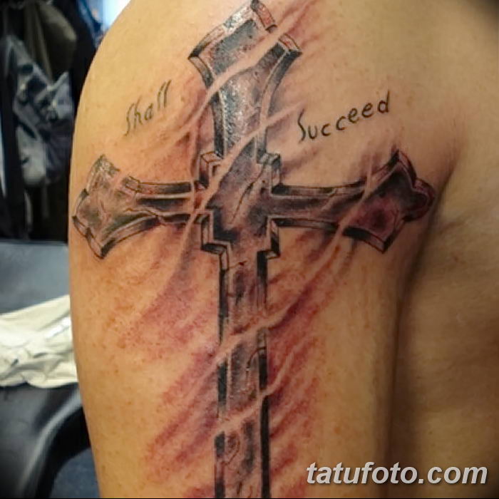 Красивые тату на плече мужские с крестом