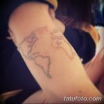 Фото тутуировка карта мира 29.10.2018 №048 - tattoo world map photo - tatufoto.com