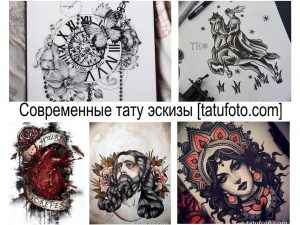 Фото тату эскиз: сочетание часов, ворона, роз и цветочных элементов в черно-белой гамме. Идеально для любителей готики и символизма.