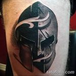 Фото рисунка тату шлем спартанца 09.10.2018 №006 - spartan helmet tattoo - tatufoto.com