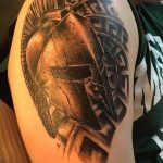 Фото рисунка тату шлем спартанца 09.10.2018 №014 - spartan helmet tattoo - tatufoto.com