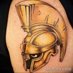 Фото рисунка тату шлем спартанца 09.10.2018 №016 - spartan helmet tattoo - tatufoto.com