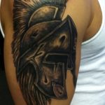 Фото рисунка тату шлем спартанца 09.10.2018 №057 - spartan helmet tattoo - tatufoto.com