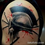 Фото рисунка тату шлем спартанца 09.10.2018 №060 - spartan helmet tattoo - tatufoto.com