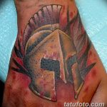 Фото рисунка тату шлем спартанца 09.10.2018 №071 - spartan helmet tattoo - tatufoto.com