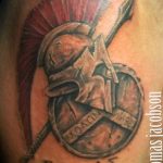 Фото рисунка тату шлем спартанца 09.10.2018 №081 - spartan helmet tattoo - tatufoto.com