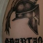 Фото рисунка тату шлем спартанца 09.10.2018 №084 - spartan helmet tattoo - tatufoto.com