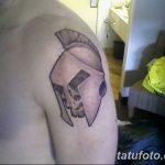 Фото рисунка тату шлем спартанца 09.10.2018 №085 - spartan helmet tattoo - tatufoto.com
